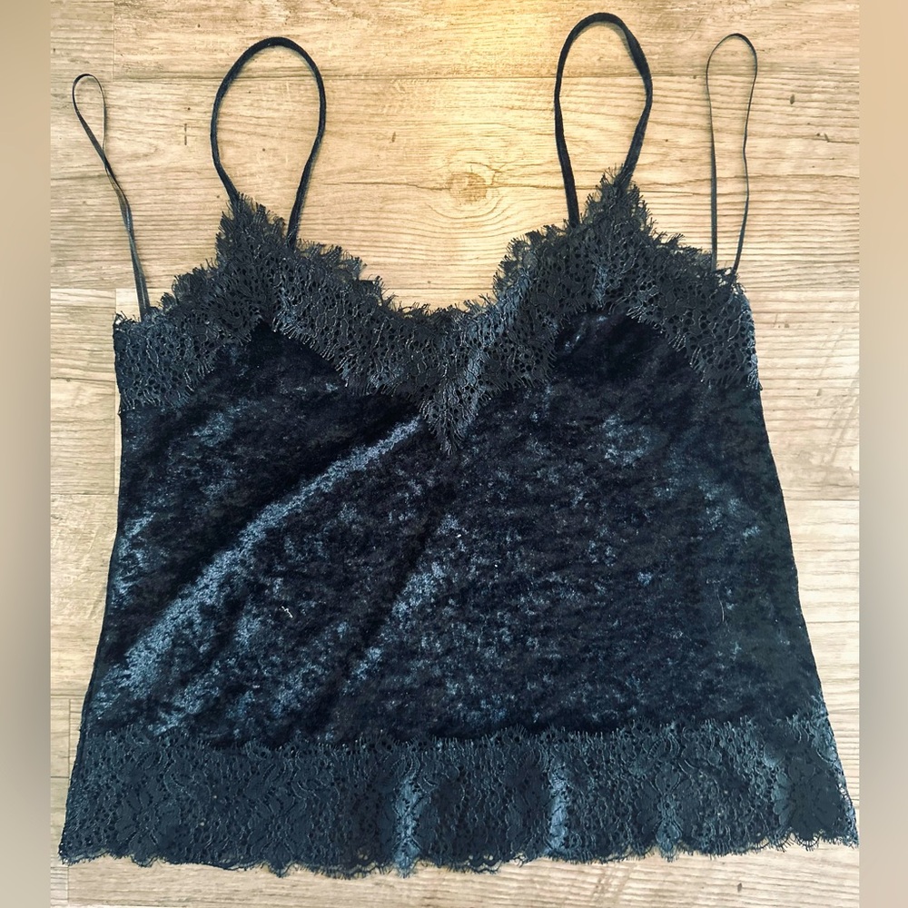 Black Lace Velvet Camisole